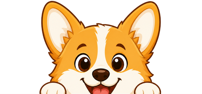 Pip the corgi peeking over the checklist